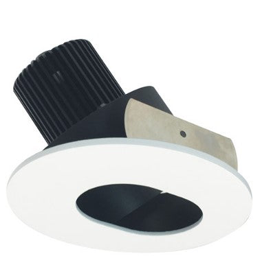 Nora Lighting NIO-4RSL35QBMPW 4 Inch Iolite LED Round Adjustable Slot Aperture, 10-Degree Optic, 850lm / 12W, 3500K, Black Slot Aperture / Matte Powder White Flange