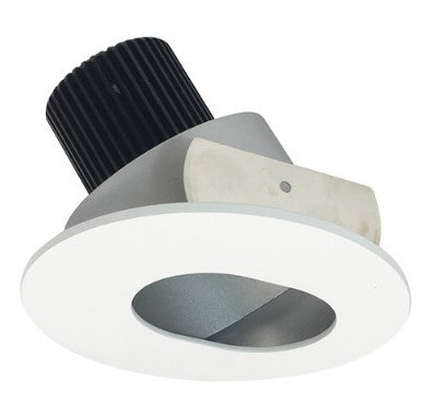 Nora Lighting NIO-4RSL35QHZMPW 4 Inch Iolite LED Round Adjustable Slot Aperture, 10-Degree Optic, 850lm / 12W, 3500K, Haze Slot Aperture / Matte Powder White Flange