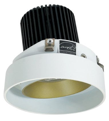 Nora Lighting NIO-4RTLA35QCHMPW 4 Inch Iolite LED Round Trimless Adjustable, 10-Degree Optic, 850lm / 12W, 3500K, Champagne Haze Adjustable / Matte Powder White Reflector