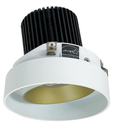 Nora Lighting NIO-4RTLACDXCHMPW 4 Inch Iolite LED Round Trimless Adjustable, 800lm / 14W, Comfort Dim, Champagne Haze Adjustable / Matte Powder White Reflector