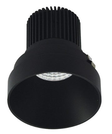 Nora Lighting NIO-4RTLNDC27QBB 4 Inch Iolite LED Round Trimless Downlight, 10-Degree Optic, 850lm / 12W, 2700K, Black Finish