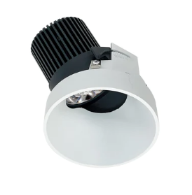 Nora Lighting NIO-4RTSLA35QMPW 4 Inch Iolite LED Round Trimless Adjustable Slot, 10 Degree Optic, 850Lm 12W, Color Temperature 3500K, Matte Powder White Finish