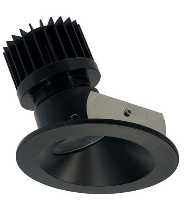 Nora Lighting NIO-4RW30XBB/HL 4 Inch Iolite LED Round Wall Wash, 1500lm/2000lm (varies by housing), 3000K, Black Reflector / Black Flange