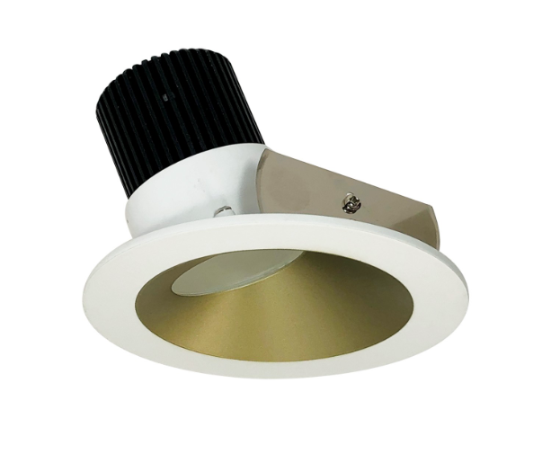 Nora Lighting NIO-4RWCDXCHMPW 4" Iolite LED Round Wall Wash, 800lm / 14W, Comfort Dim, Champagne Haze Reflector / Matte Powder White Flange