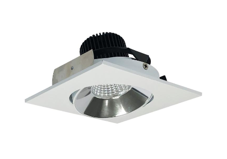 Nora Lighting NIO-4SC27QCMPW 4" Iolite LED Square Adjustable Cone Reflector, 10-Degree Optic, 850lm / 12W, 2700K, Specular Clear Reflector / Matte Powder White Flange