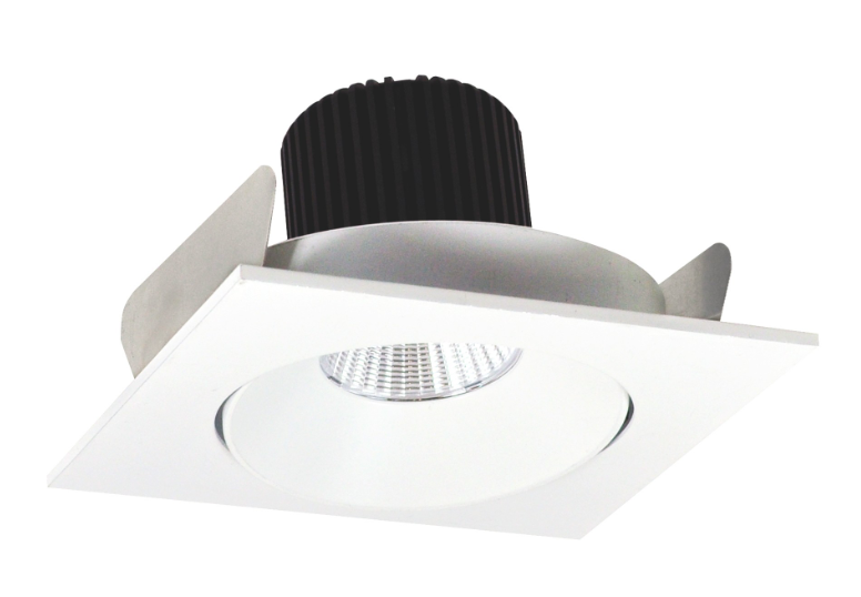Nora Lighting NIO-4SC27QMPW 4" Iolite LED Square Adjustable Cone Reflector, 10-Degree Optic, 850lm / 12W, 2700K, Matte Powder White Reflector / Matte Powder White Flange