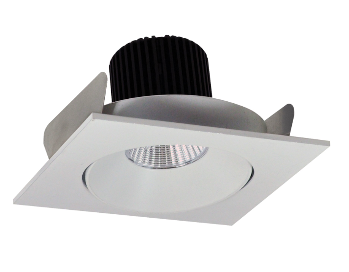 Nora Lighting NIO-4SC27QWW 4" Iolite LED Square Adjustable Cone Reflector, 10-Degree Optic, 850lm / 12W, 2700K, White Reflector / White Flange