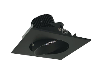 Nora Lighting NIO-4SC30QBB 4 Inch Iolite LED Square Adjustable Cone Reflector, 10 Degree Optic, 850Lm 12W, Color Temperature 3000K, Black Reflector / Black Flange Finish
