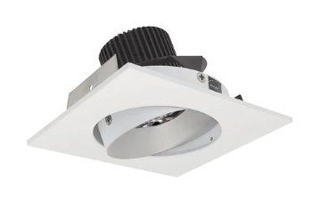 Nora Lighting NIO-4SC30QHZMPW 4 Inch Iolite LED Square Adjustable Cone Reflector, 10 Degree Optic, 850Lm 12W, Color Temperature 3000K, Haze Reflector / Matte Powder White Flange Finish