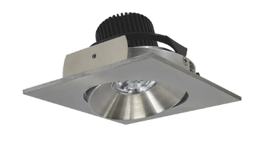 Nora Lighting NIO-4SC35QNN 4 Inch Iolite LED Square Adjustable Cone Reflector, 10 Degree Optic, 850Lm, 12W, Color Temperature 3500K, Natural Metal Reflector, Flange Finish