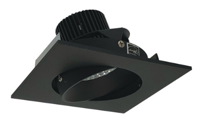 Nora Lighting NIO-4SC40QBB 4 Inch Iolite LED Square Adjustable Cone Reflector, 10 Degree Optic, 850Lm, 12W Color Temperature 4000K, Black Reflector / Black Flange Finish