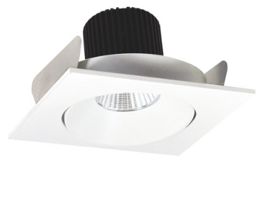 Nora Lighting NIO-4SC40QMPW 4 Inch Iolite LED Square Adjustable Cone Reflector, 10 Degree Optic, 850Lm, 12W Color Temperature 4000K, Matte Powder White Reflector / Flange Finish