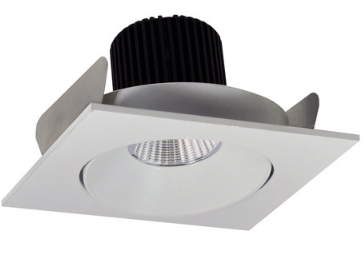 Nora Lighting NIO-4SC40QWW 4 Inch Iolite LED Square Adjustable Cone Reflector, 10 Degree Optic, 850Lm, 12W Color Temperature 4000K, White Reflector / White Flange Finish