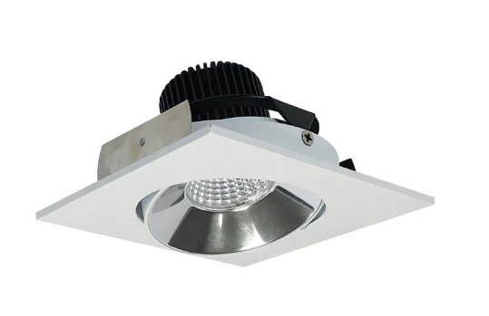 Nora Lighting NIO-4SC50XCMPW/10 4" Iolite LED Square Adjustable Cone Reflector, 1000lm / 14W, 5000K, Specular Clear Reflector / Matte Powder White Flange