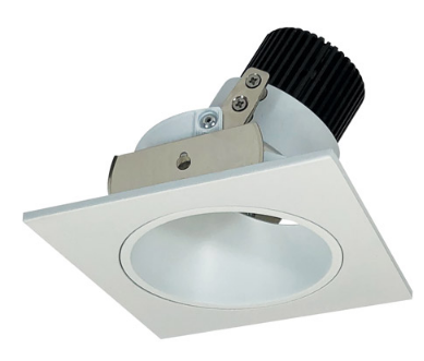 Nora Lighting NIO-4SD30QMPW 4 Inch Iolite LED Square Adjustable Reflector with Round Aperture, 10 Degree Optic, 850Lm, 12W Color Temperature 3000K, Matte Powder White Reflector / Flange Finish