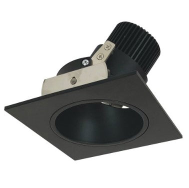 Nora Lighting NIO-4SD35QBB 4 Inch Iolite LED Square Adjustable Reflector with Round Aperture, 10-Degree Optic, 850lm / 12W, 3500K, Black Reflector / Black Flange