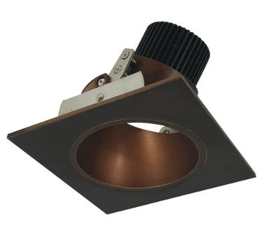 Nora Lighting NIO-4SD35QBZ 4 Inch Iolite LED Square Adjustable Reflector with Round Aperture, 10-Degree Optic, 850lm / 12W, 3500K, Bronze Reflector / Bronze Flange