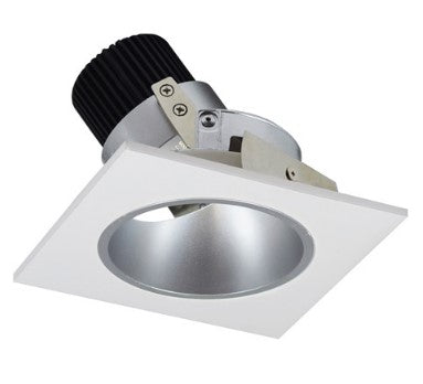 Nora Lighting NIO-4SD35QHW 4 Inch Iolite LED Square Adjustable Reflector with Round Aperture, 10-Degree Optic, 850lm / 12W, 3500K, Haze Reflector / White Flange