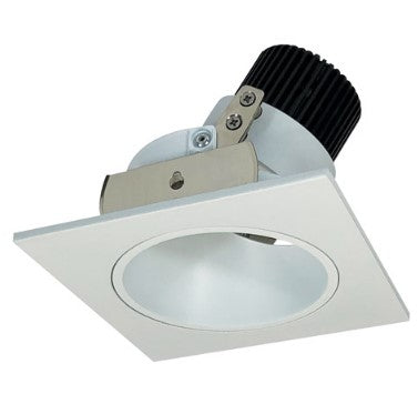 Nora Lighting NIO-4SD35QMPW 4 Inch Iolite LED Square Adjustable Reflector with Round Aperture, 10-Degree Optic, 850lm / 12W, 3500K, Matte Powder White Reflector / Matte Powder White Flange