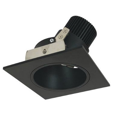 Nora Lighting NIO-4SD40QBB 4 Inch Iolite LED Square Adjustable Reflector with Round Aperture, 10-Degree Optic, 850lm / 12W, 4000K, Black Reflector / Black Flange