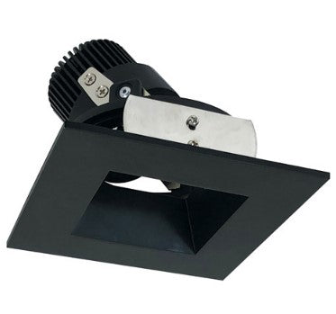 Nora Lighting NIO-4SDSQ27QBB 4 Inch Iolite LED Square Adjustable Reflector with Square Aperture, 10-Degree Optic, 850lm / 12W, 2700K, Black Reflector / Black Flange