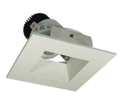 Nora Lighting NIO-4SDSQ27QWW 4 Inch Iolite LED Square Adjustable Reflector with Square Aperture, 10-Degree Optic, 850lm / 12W, 2700K, White Reflector / White Flange