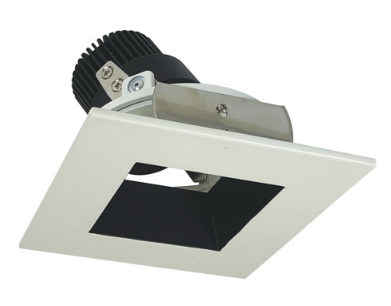 Nora Lighting NIO-4SDSQ30QBW 4 Inch Iolite LED Square Adjustable Reflector with Square Aperture, 10 Degree Optic, 850Lm, 12W Color Temperature 3000K, Black Reflector / White Flange Finish