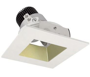 Nora Lighting NIO-4SDSQ30QCHMPW 4 Inch Iolite LED Square Adjustable Reflector with Square Aperture, 10 Degree Optic, 850Lm, 12W Color Temperature 3000K, Champagne Haze Reflector / Matte Powder White Flange Finish