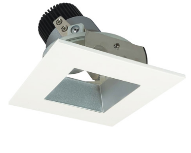 Nora Lighting NIO-4SDSQ30QHZMPW 4 Inch Iolite LED Square Adjustable Reflector with Square Aperture, 10 Degree Optic, 850Lm, 12W Color Temperature 3000K, Haze Reflector / Matte Powder White Flange Finish