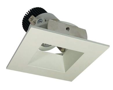 Nora Lighting NIO-4SDSQ30QWW 4 Inch Iolite LED Square Adjustable Reflector with Square Aperture, 10 Degree Optic, 850Lm, 12W Color Temperature 3000K, White Reflector / White Flange Finish