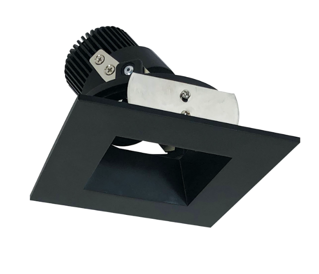 Nora Lighting NIO-4SDSQ35QBB 4" Iolite LED Square Adjustable Reflector with Square Aperture, 10-Degree Optic, 850lm / 12W, 3500K, Black Reflector / Black Flange