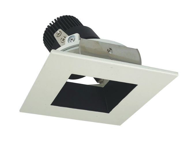 Nora Lighting NIO-4SDSQ35QBW 4" Iolite LED Square Adjustable Reflector with Square Aperture, 10-Degree Optic, 850lm / 12W, 3500K, Black Reflector / White Flange