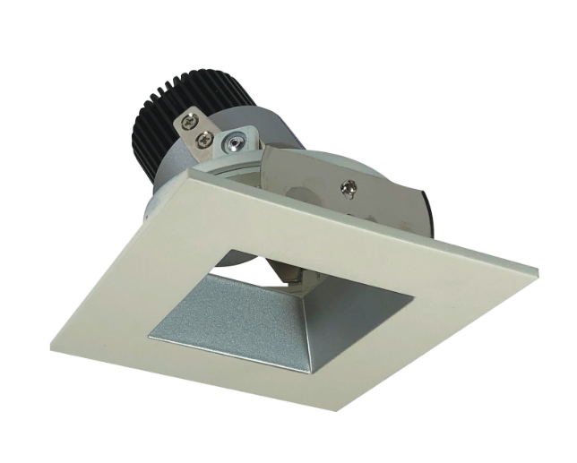 Nora Lighting NIO-4SDSQ35QHW 4" Iolite LED Square Adjustable Reflector with Square Aperture, 10-Degree Optic, 850lm / 12W, 3500K, Haze Reflector / Matte Powder White Flange