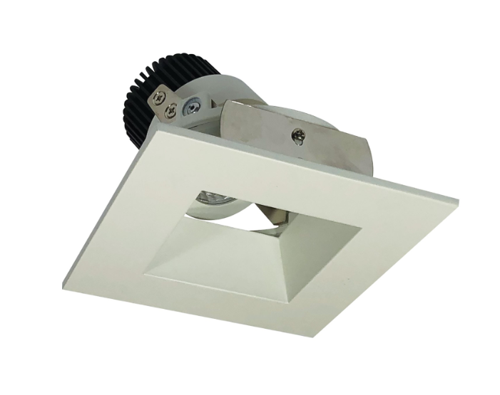 Nora Lighting NIO-4SDSQ35QWW 4" Iolite LED Square Adjustable Reflector with Square Aperture, 10-Degree Optic, 850lm / 12W, 3500K, White Reflector / White Flange