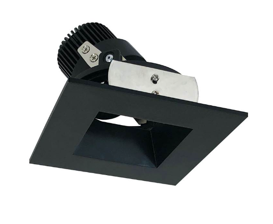 Nora Lighting NIO-4SDSQ40QBB 4" Iolite LED Square Adjustable Reflector with Square Aperture, 10-Degree Optic, 850lm / 12W, 4000K, Black Reflector / Black Flange