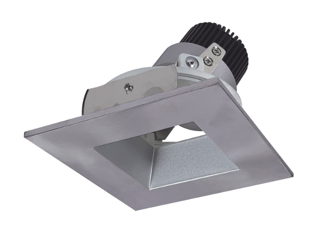 Nora Lighting NIO-4SDSQ40QHN 4" Iolite LED Square Adjustable Reflector with Square Aperture, 10-Degree Optic, 850lm / 12W, 4000K, Haze Reflector / White Flange