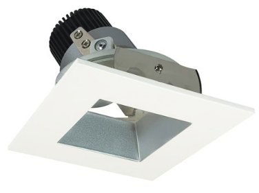 Nora Lighting NIO-4SDSQ40QHZMPW 4 Inch Iolite LED Square Adjustable Reflector with Square Aperture, 10-Degree Optic, 850lm / 12W, Color Temperature 4000K, Haze Reflector / Matte Powder White Flange Finish