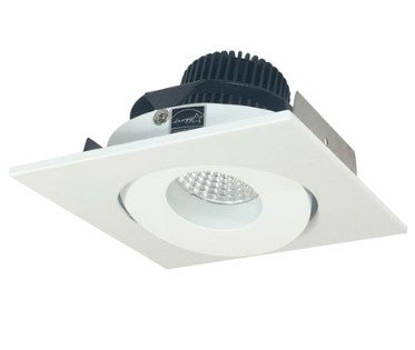 Nora Lighting NIO-4SG27QMPW 4 Inch Iolite LED Square Adjustable Gimbal, 10-Degree Optic, 850lm / 12W, 2700K, Matte Powder White Finish
