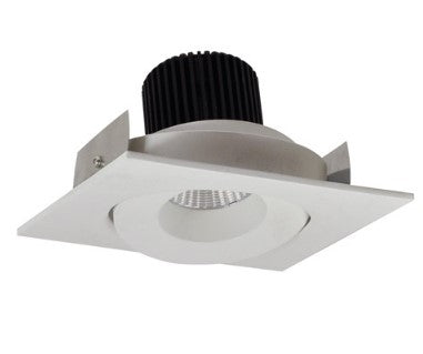 Nora Lighting NIO-4SG30QWW 4 Inch Iolite LED Square Adjustable Gimbal, 10-Degree Optic, 850lm / 12W, 3000K, White Finish