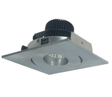 Nora Lighting NIO-4SG35QNN 4 Inch Iolite LED Square Adjustable Gimbal, 10-Degree Optic, 850lm / 12W, 3500K, Natural Metal Finish