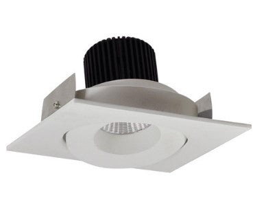 Nora Lighting NIO-4SG35QWW 4 Inch Iolite LED Square Adjustable Gimbal, 10-Degree Optic, 850lm / 12W, 3500K, White Finish