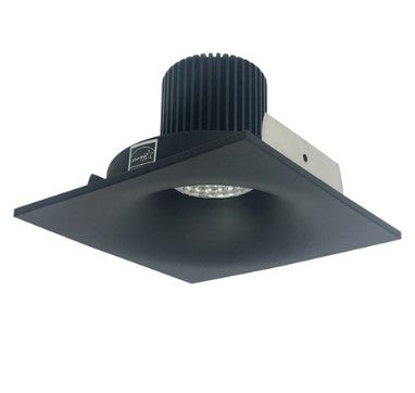 Nora Lighting NIO-4SNB27QBB 4 Inch Iolite LED Square Bullnose, 10-Degree Optic, 850lm / 12W, 2700K, Black Finish