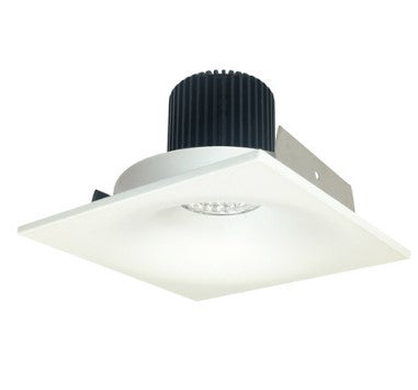 Nora Lighting NIO-4SNB27QMPW 4 Inch Iolite LED Square Bullnose, 10-Degree Optic, 850lm / 12W, 2700K, Matte Powder White Finish
