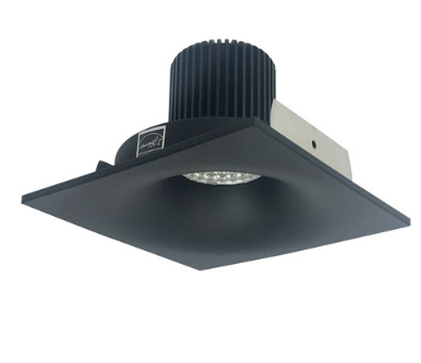 Nora Lighting NIO-4SNB35QBB 4 Inch Iolite LED Square Bullnose, 10-Degree Optic, 850lm / 12W, Color Temperature 3500K, Black Finish