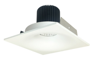 Nora Lighting NIO-4SNB35QMPW 4 Inch Iolite LED Square Bullnose, 10-Degree Optic, 850lm / 12W, Color Temperature 3500K, Matte Powder White Finish