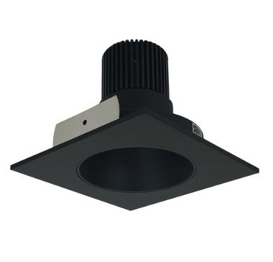 Nora Lighting NIO-4SNDC27QBB 4 Inch Iolite LED Square Reflector with Round Aperture, 10-Degree Optic, 850lm / 12W, 2700K, Black Reflector / Black Flange