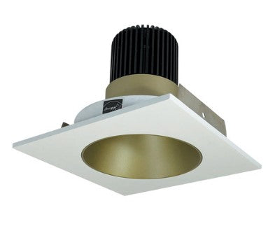 Nora Lighting NIO-4SNDC27QCHMPW 4 Inch Iolite LED Square Reflector with Round Aperture, 10-Degree Optic, 850lm / 12W, 2700K, Champagne Haze Reflector / Matte Powder White Flange