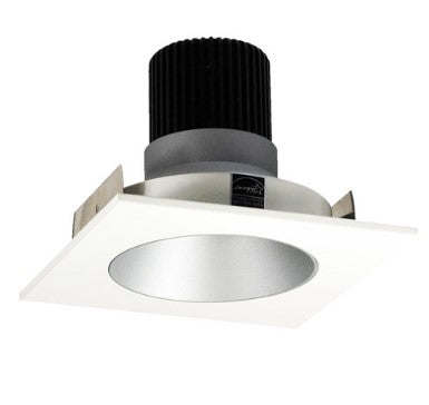 Nora Lighting NIO-4SNDC27QHZMPW 4 Inch Iolite LED Square Reflector with Round Aperture, 10-Degree Optic, 850lm / 12W, 2700K, Haze Reflector / Matte Powder White Flange