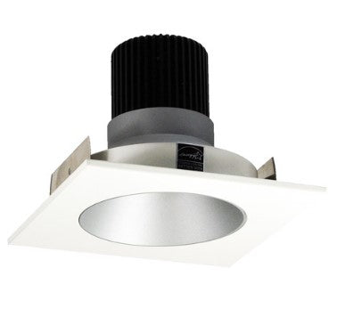 Nora Lighting NIO-4SNDC27XHZMPW/10 4 Inch Iolite LED Square Reflector with Round Aperture, 1000lm / 14W, 2700K, Haze Reflector / Matte Powder White Flange