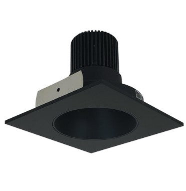 Nora Lighting NIO-4SNDC30QBB 4 Inch Iolite LED Square Reflector with Round Aperture, 10-Degree Optic, 850lm / 12W, 3000K, Black Reflector / Black Flange